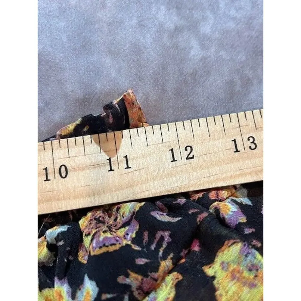 Aqua Womens Tapestry Floral‎ Mini Skirt Ruffle Elastic Waist Pull On Size XS NWT
